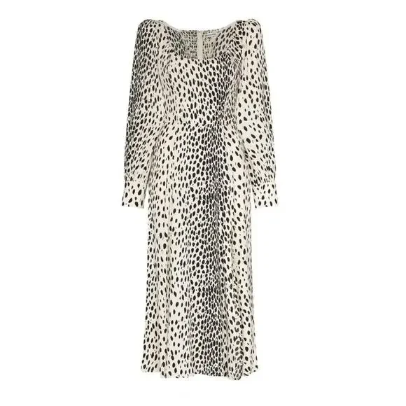 Reformation Alessi Polka Dot Ivory Long Sleeve Midi Dress size 4 - Picture 3 of 10